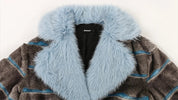 Striped Patchwork Faux Fur Coat