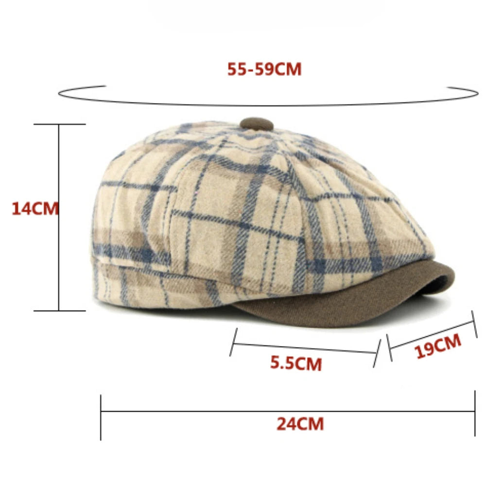 Vintage Plaid Beret Hat