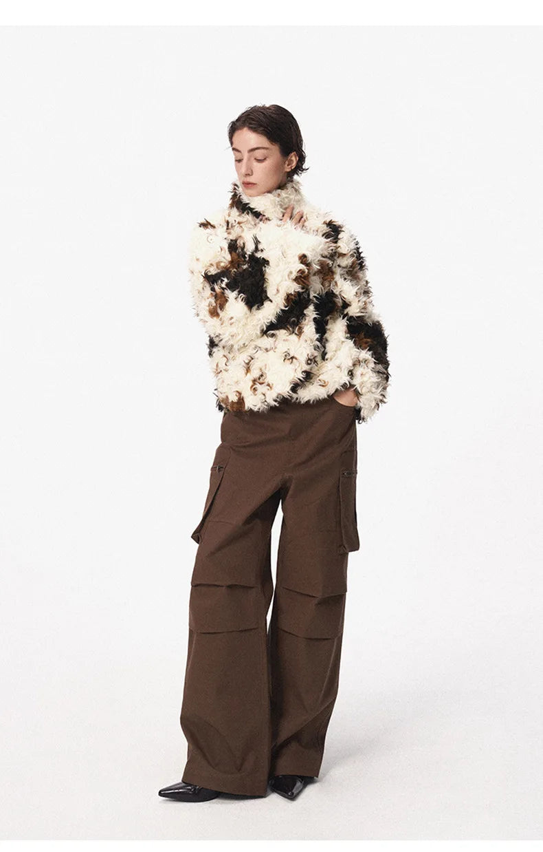 Cow Print Faux Fur Parka