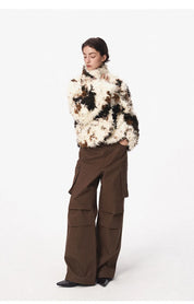 Cow Print Faux Fur Parka