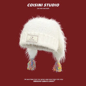 Fuzzy Fringe Ear Flap Beanie