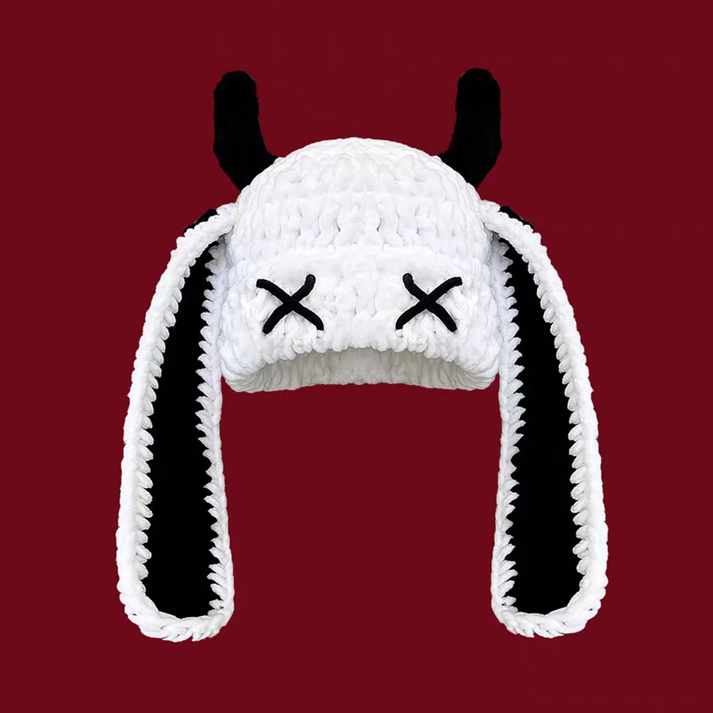 Devil Horn Long Ear Knit Hat
