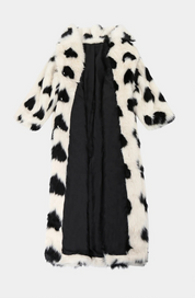 Heart Print Faux Fur Coat