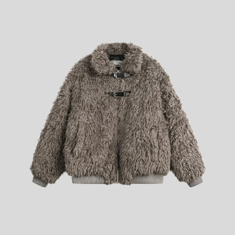 MOON Warm Fur Jacket with Buckle