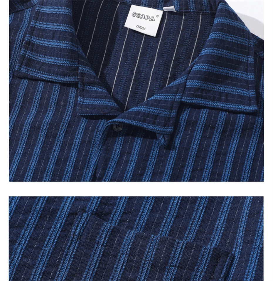 Men's Striped Cuban Collar Shirt