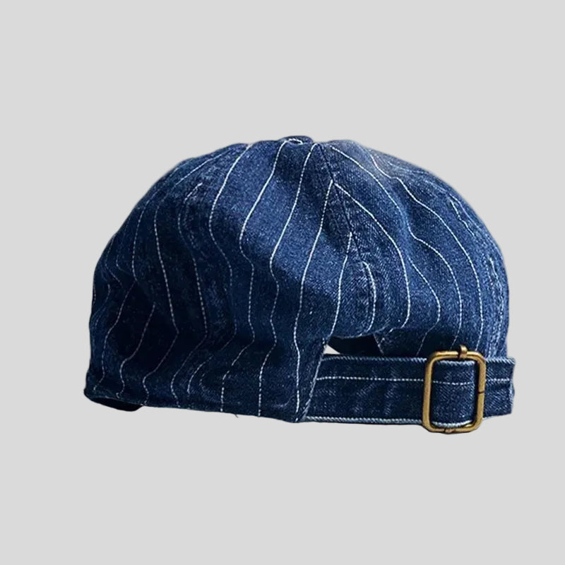 Striped Denim Newsboy Cap