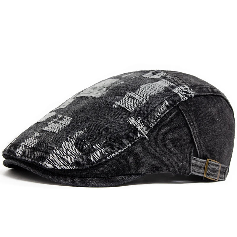 The Rafi Hat – Ripped Denim Beret
