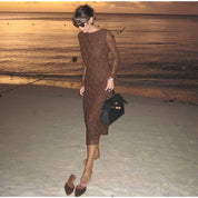 KI Brown Long-Sleeve Dress
