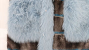 Striped Patchwork Faux Fur Coat