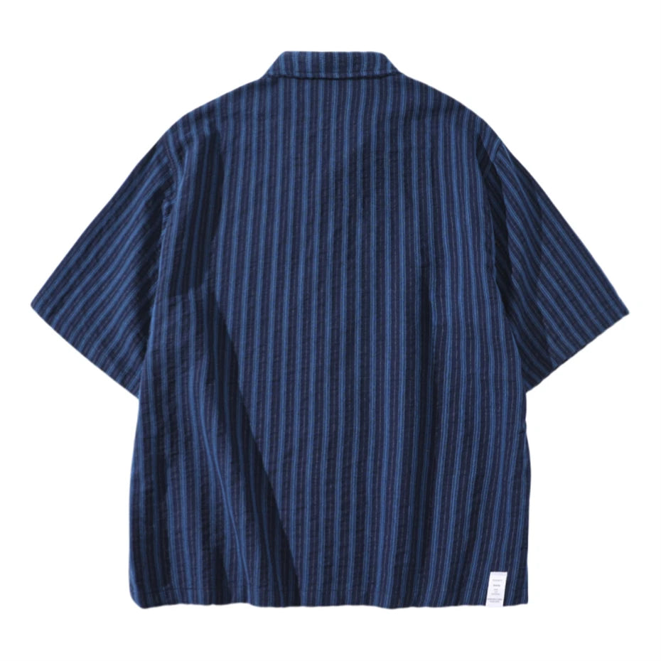Men's Striped Cuban Collar Shirt