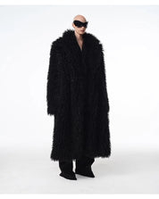 Long Faux Lamb Wool Trench Coat