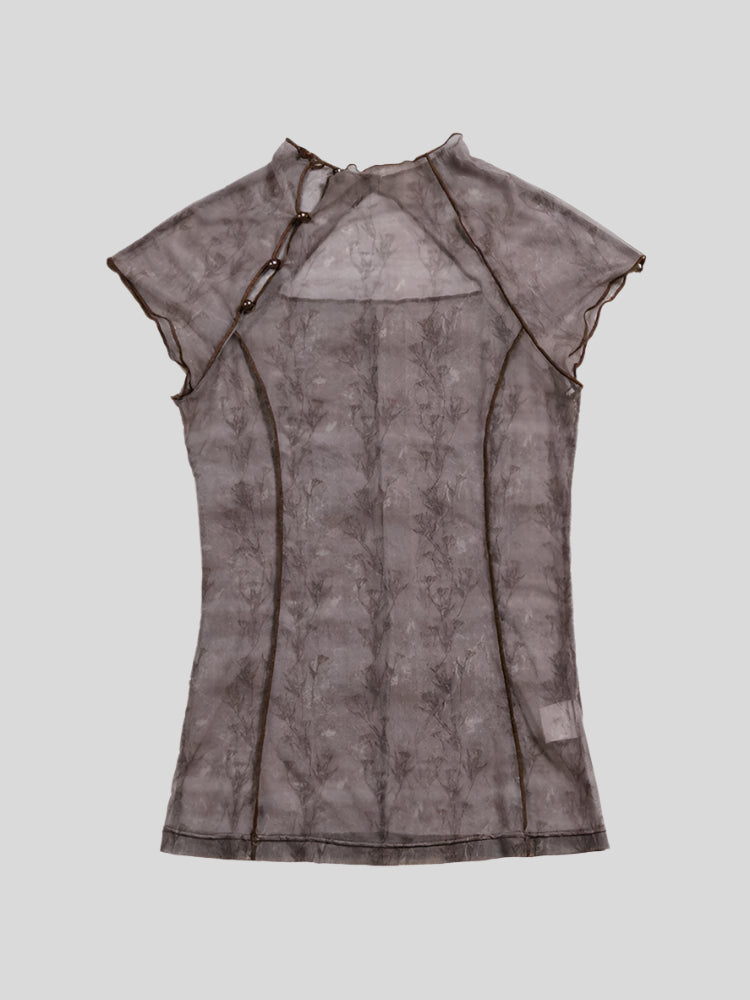 KIK Cut-Out Sheer Top