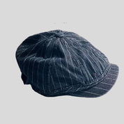 Striped Denim Newsboy Cap