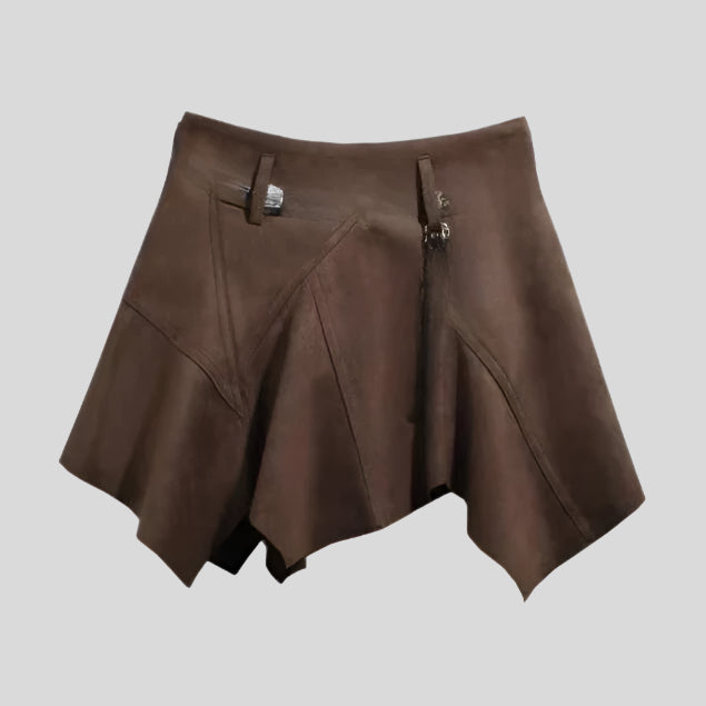 Nom Brown Asymmetric Flare Skirt