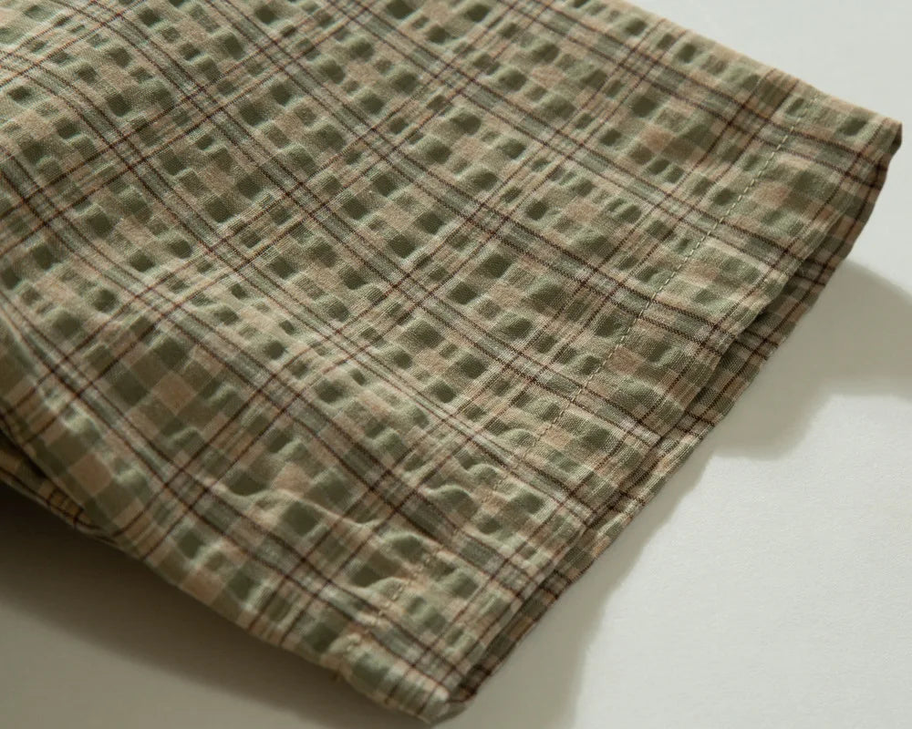 Men's Striped Jacquard Cuban Collar Shirt