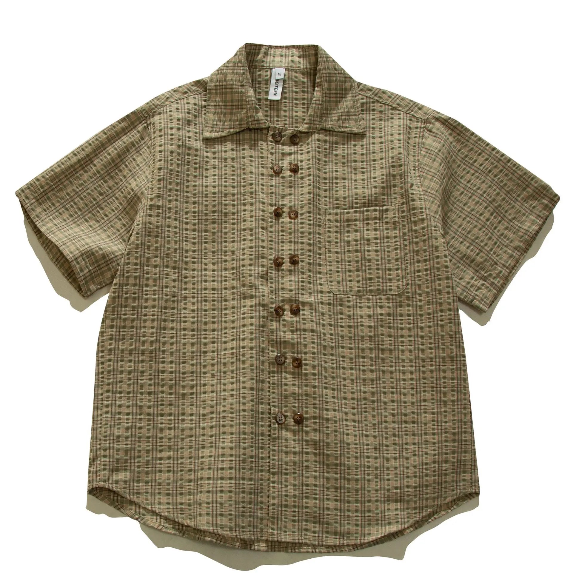 Men's Striped Jacquard Cuban Collar Shirt