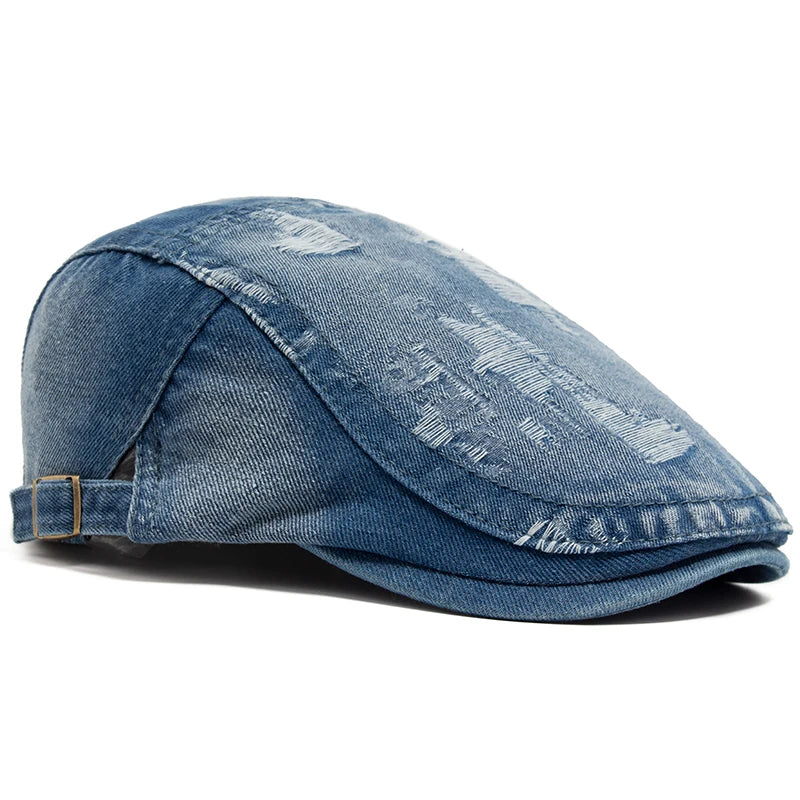 The Rafi Hat – Ripped Denim Beret