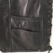 Men's Black Leather Biker Vest