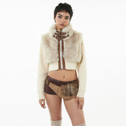 URI Half-Fur White Jacket