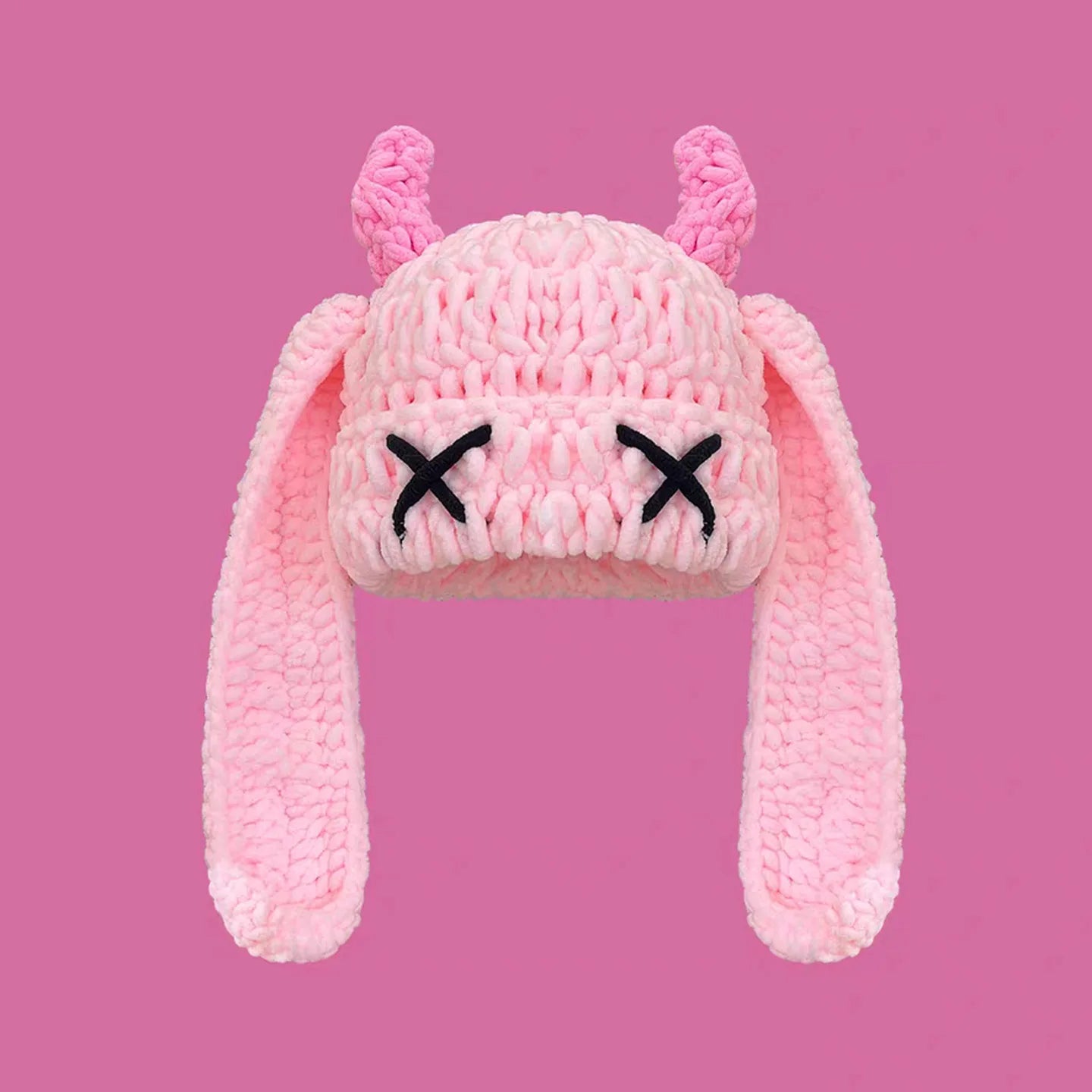 Devil Horn Long Ear Knit Hat
