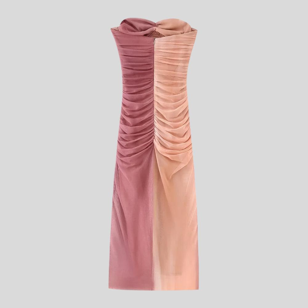 LOM Fitted Pink Strapless Dress