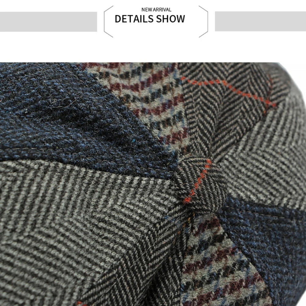 Patchwork Plaid Wool Beret Hat