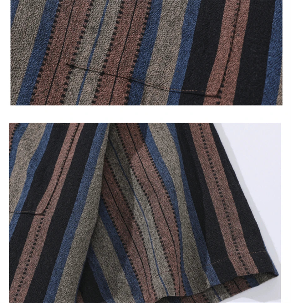 Men's Striped Cuban Collar Shirt