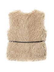 Faux Fur Vest with Lace-Up Detail