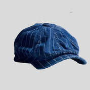 Striped Denim Newsboy Cap