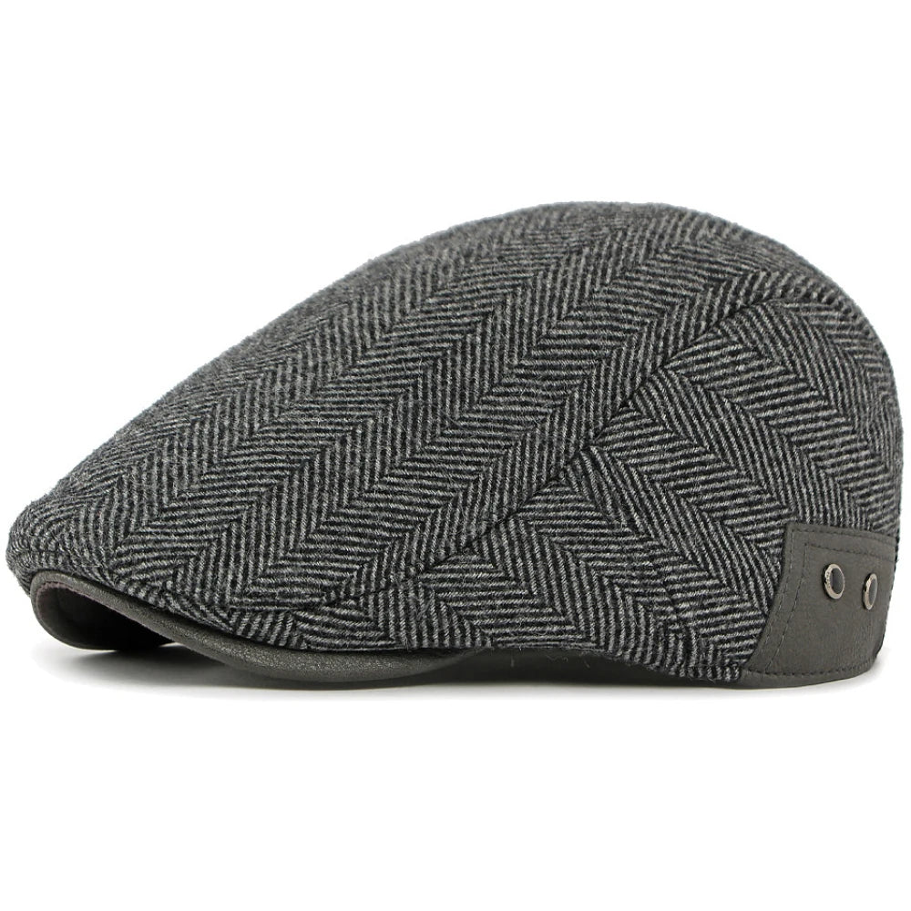 Striped Beret Hat with Ear Flaps