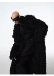 Long Faux Lamb Wool Trench Coat