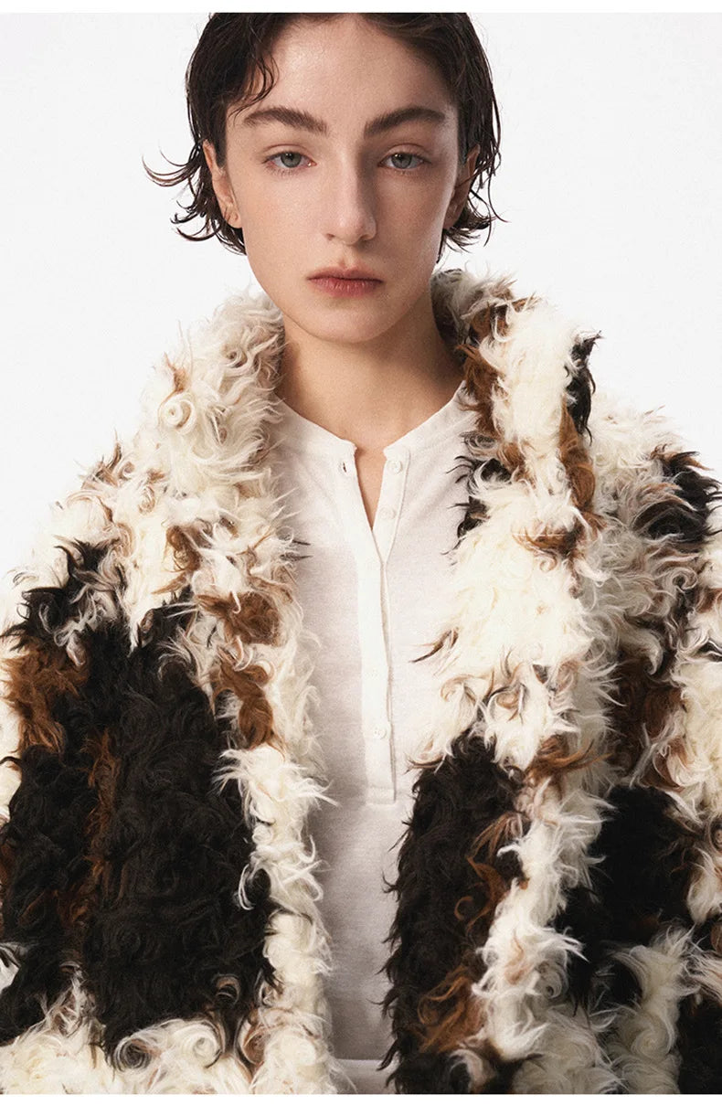 Cow Print Faux Fur Parka