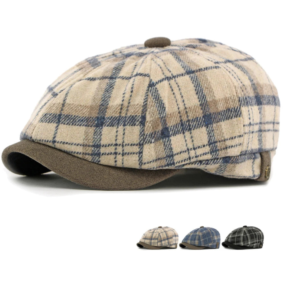 Vintage Plaid Beret Hat