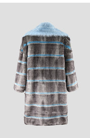 Striped Patchwork Faux Fur Coat