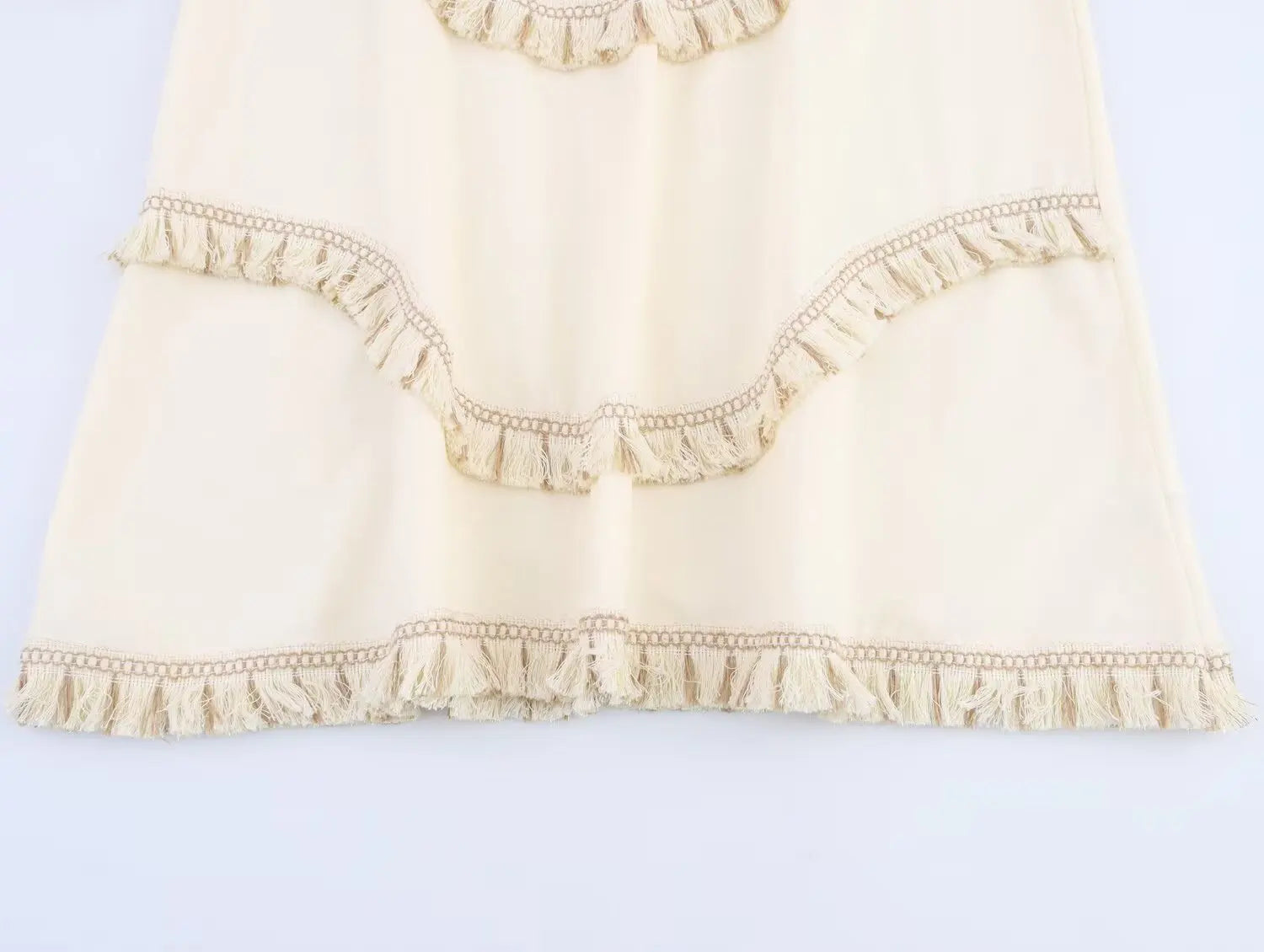 Shanti- White Top and Skirt Set with Fringes