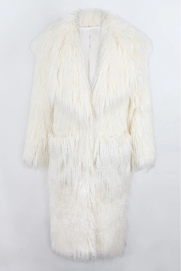 Bright Pink Shaggy Faux Fur Coat