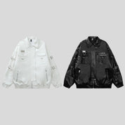 SPP Black-White Strap Leather Jacket