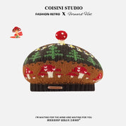 Mushroom Jacquard Knit Beret
