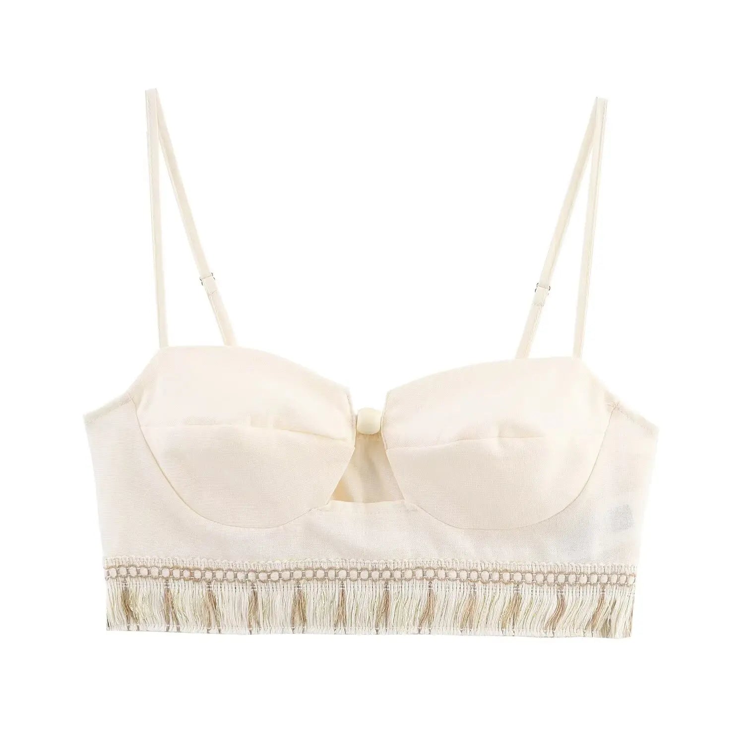 Shanti- White Top and Skirt Set with Fringes
