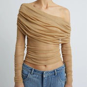 AMILY Sheer Drop-Sleeve Mesh Top