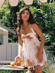 Metallic Starfish Halter Mini Dress