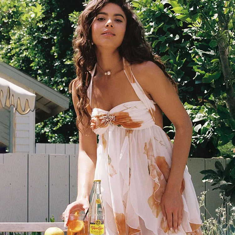 Metallic Starfish Halter Mini Dress