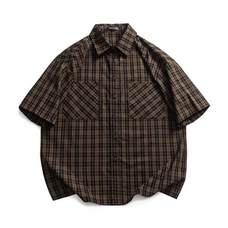 Men's Plaid Cotton Cargo Shirt