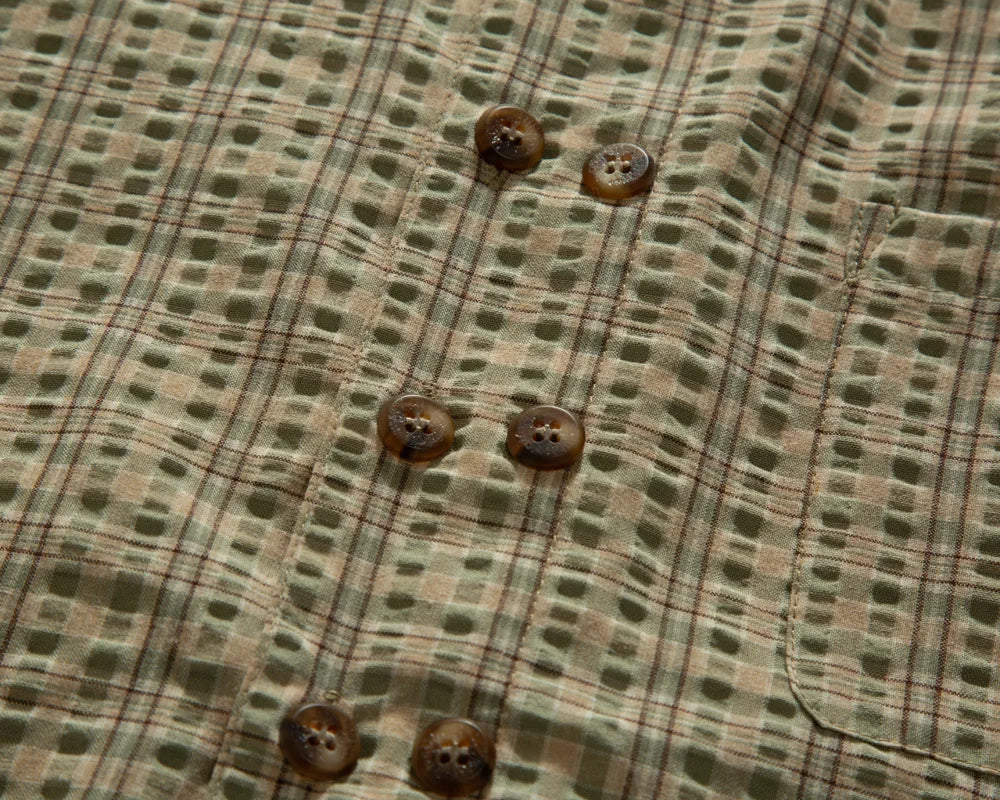 Men's Striped Jacquard Cuban Collar Shirt