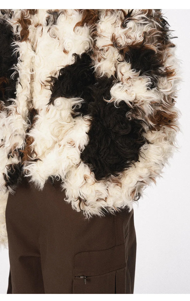 Cow Print Faux Fur Parka