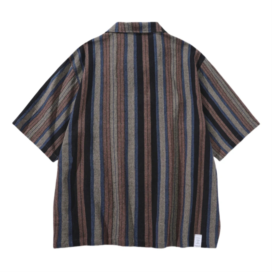 Men's Striped Cuban Collar Shirt