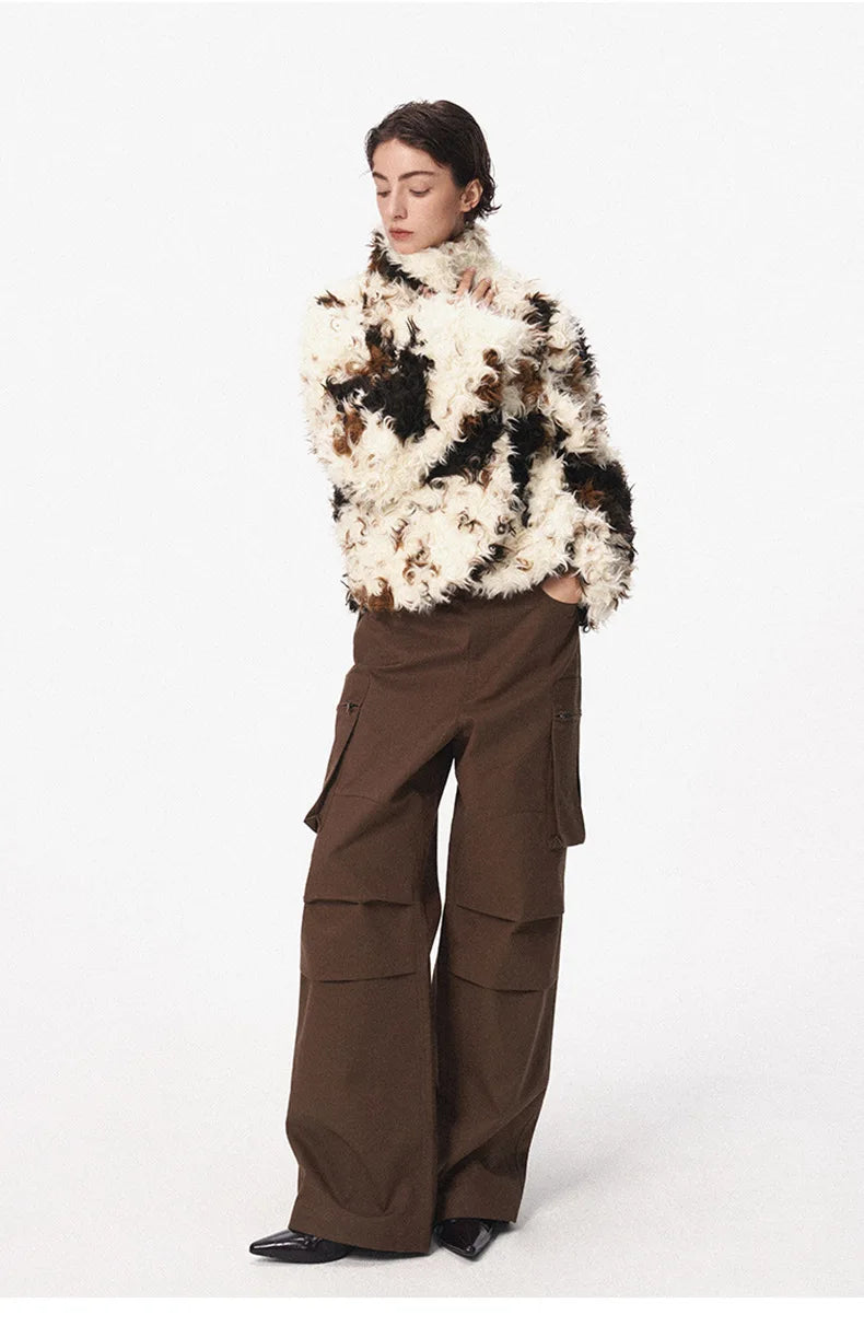 Cow Print Faux Fur Parka
