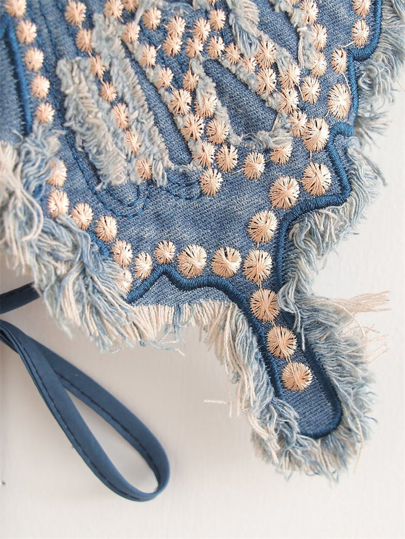 Butterfly Studded Denim Tank
