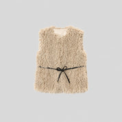 Faux Fur Vest with Lace-Up Detail