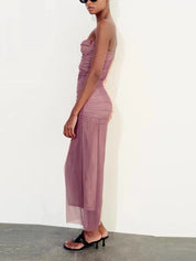 LOM Fitted Pink Strapless Dress
